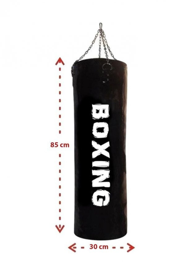 Zincirli Suni Deri 80 Cm x 30 Cm Hazır Dolu Boks Kum Torbası