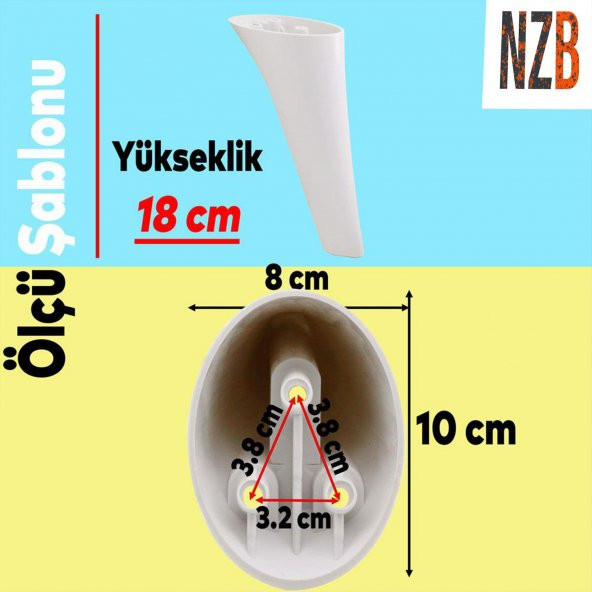 Lüks Mobilya Kanepe Sehpa TV Ünitesi Koltuk Ayağı 18 cm Beyaz Baza Ayak - 2