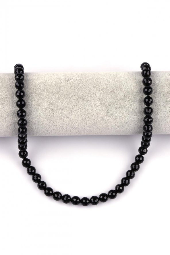 Oniks Doğal Taş Dizi 8 mm Fasetli Küre Kesim - Resim 2