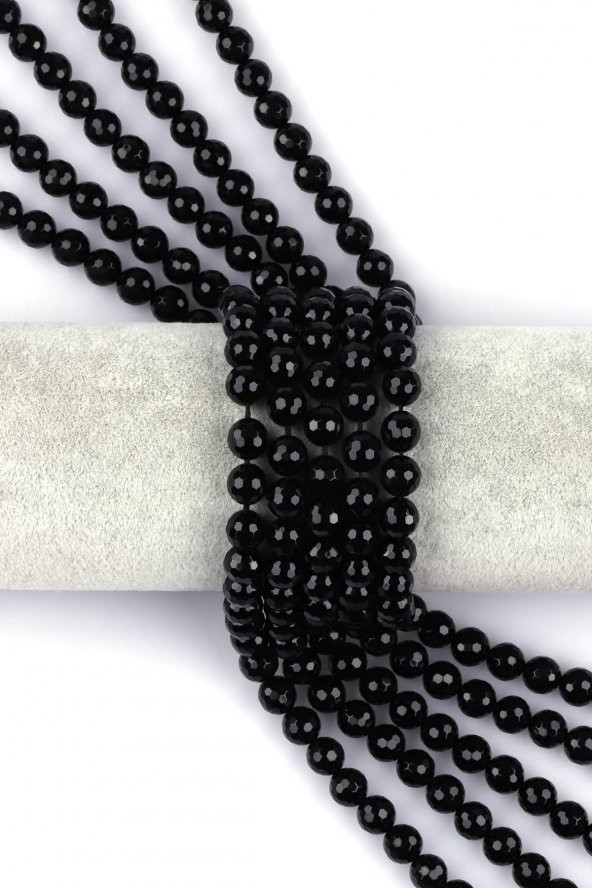 Oniks Doğal Taş Dizi 8 mm Fasetli Küre Kesim