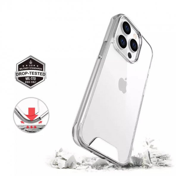 iPhone 14 Pro Max Kılıf Space Seri Lux Silikon Şeffaf Kapak - 4