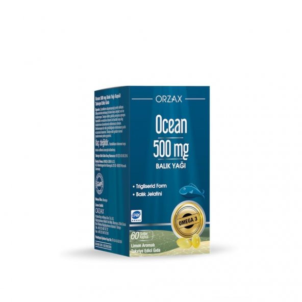 Orzax Ocean 500 Mg Balık Yağı Limon Aromalı 60 Kapsül