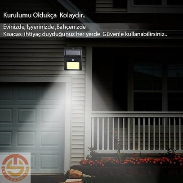48 Ledli Güneş Enerjili Bahçe Lambası Hareket Sensörlü - Resim 2