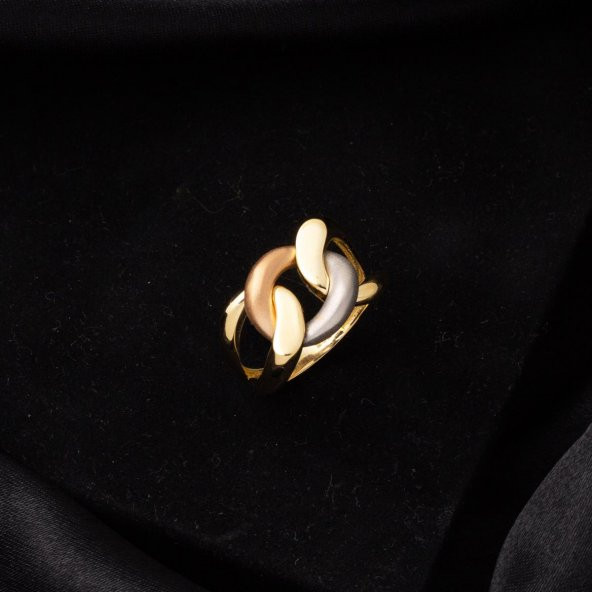 3 Renkli Gurmet 14 Ayar Altın Yüzük - Resim 4