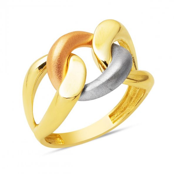3 Renkli Gurmet 14 Ayar Altın Yüzük ürün görseli 1