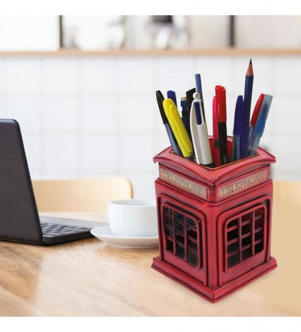 Dekoratif Metal Londra Telefon Kulübesi Kalemlik ürün görseli