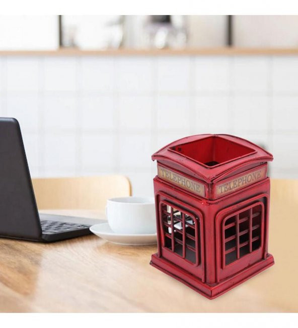 Dekoratif Metal Londra Telefon Kulübesi Kalemlik - Resim 2