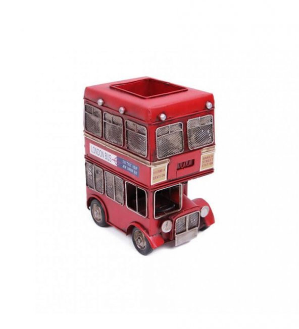 Dekoratif Metal Londra Şehir Otobüsü Kalemlik - Resim 3