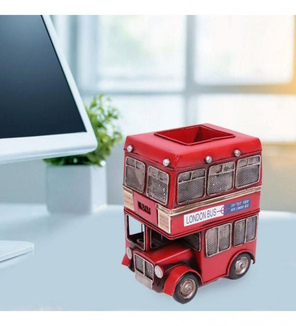 Dekoratif Metal Londra Şehir Otobüsü Kalemlik - Resim 2