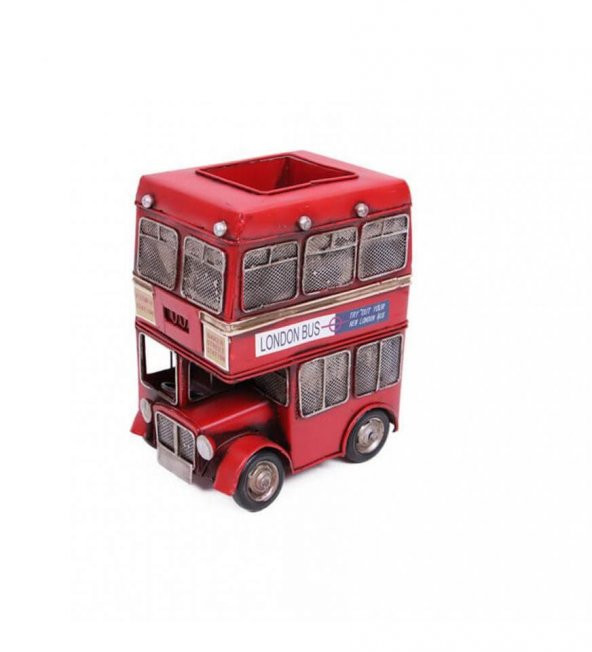 Dekoratif Metal Londra Şehir Otobüsü Kalemlik - Resim 4