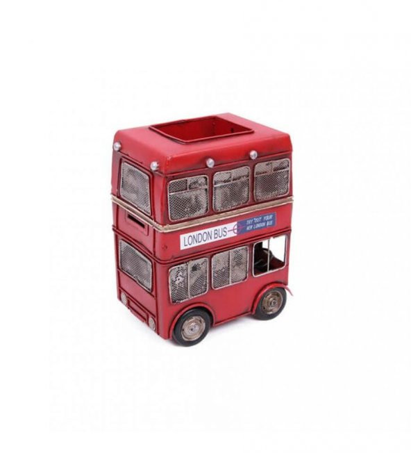 Dekoratif Metal Londra Şehir Otobüsü Kalemlik - Resim 6