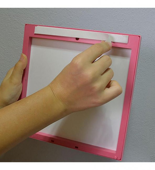 Yapışan Sök Tak Kare Çerçeve - Pembe 3'Lü Paket (FOTOĞRAF BASKILI) - 3
