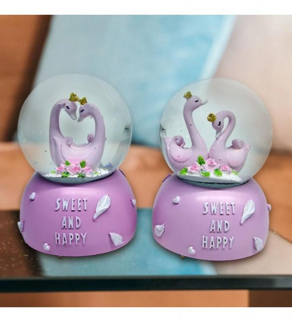 Romantik Kuğu Kar Küresi ürün görseli