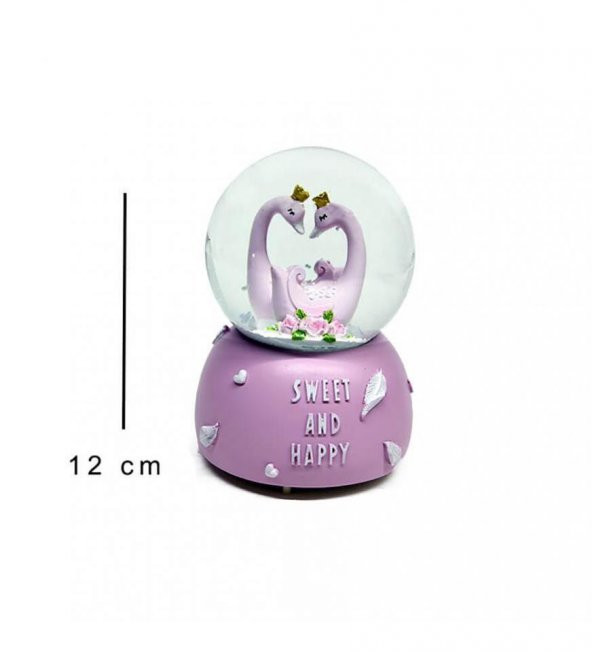 Romantik Kuğu Kar Küresi - Resim 2