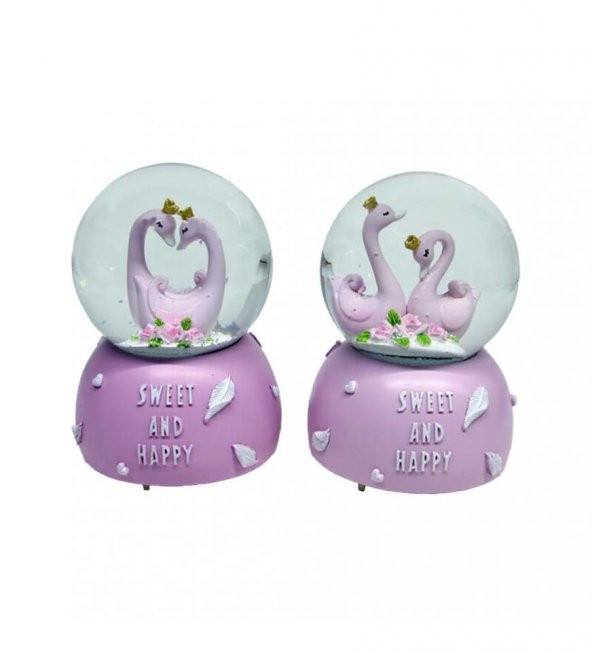 Romantik Kuğu Kar Küresi - Resim 3