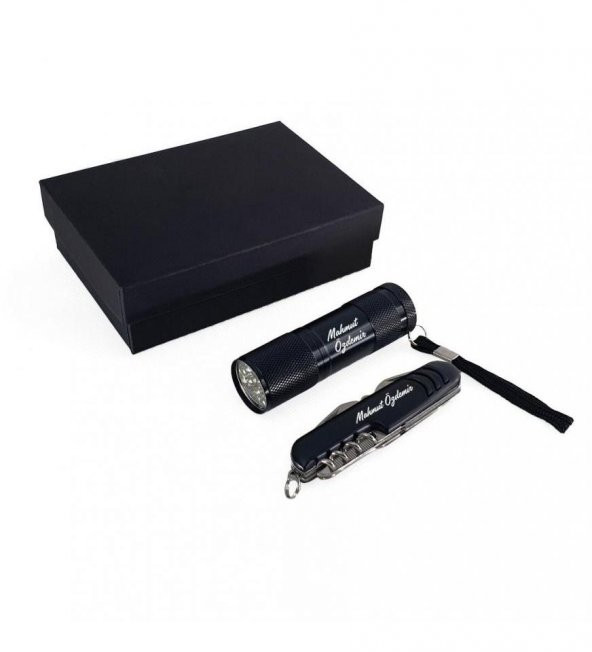 Kişiye Özel Hediyelik Set Led El Feneri ve 7 Fonksiyonlu Çakı HK2461 - 4
