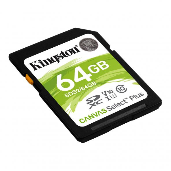 Kingston 64GB SDXC Canvas Select Plus 100R C10 UHS-I U1 V10 Hafıza Kartı