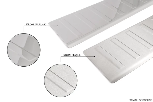 OMSA Ford Connect Krom Arka Tampon Eşiği Taşlı 2009-2014 Arası - 3