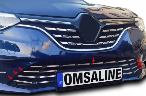 OMSA OMSA Renault Megane 4 HB Krom Ön Tampon Alt Çıta 7 Parça 2021 ve Sonrası
