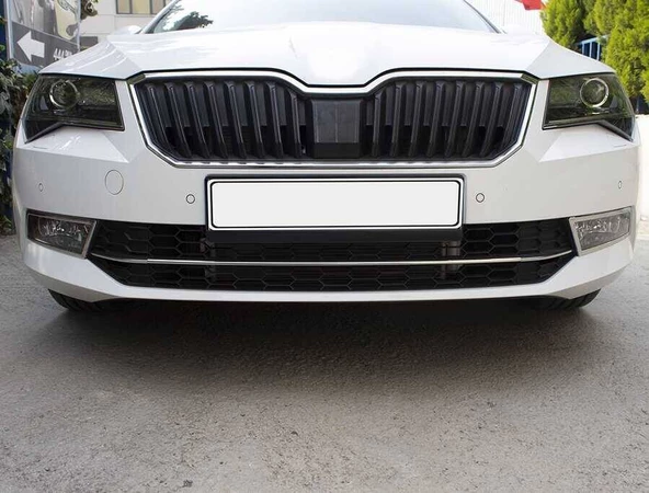 OMSA Skoda Superb B8 Krom Ön Tampon Çıtası 3 Parça 2015-2019 Arası - 3