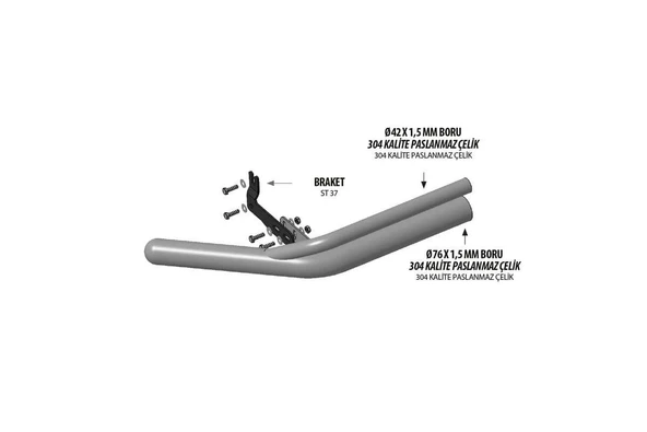 OMSA Mitsubishi L200 Vegas Ön Alt Koruma Krom Çap:76-42 2020 ve Sonrası - Resim 2