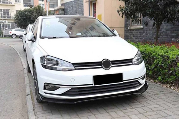 VW Golf 7 Ön Tampon Lip Plus V2 3 Parça Piano Siyah ABS 2017-2019 Arası