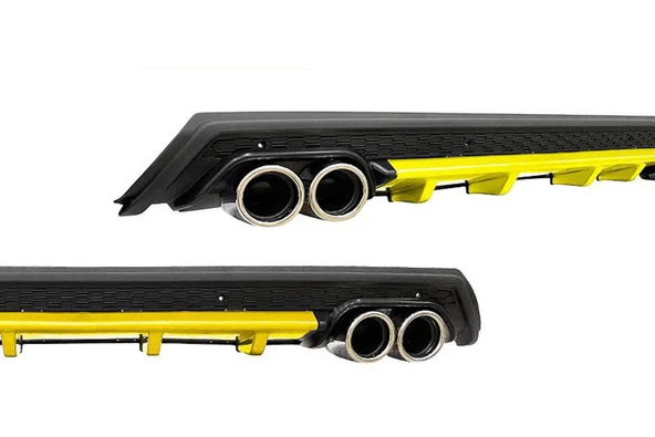 OMSA Universal Difüzör Elit Y 4 Krom Egzos-Sarı/Mat Siyah Abs Plastik