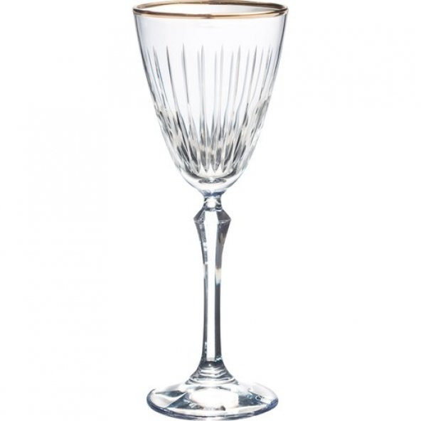 Kcd Lavita Platin Kesme El Dekor Yaldızlı Desenli Cam 6 Adet Ayaklı Bardak Kadeh - Resim 2