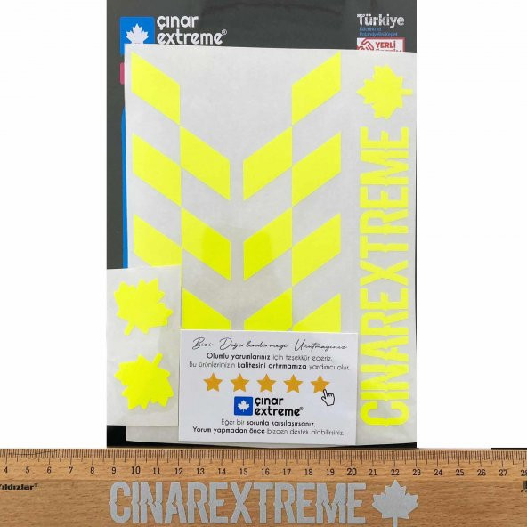 Floresan Sarı Damalı Kask Motosiklet Sticker Takımı Çınar Extreme - 4