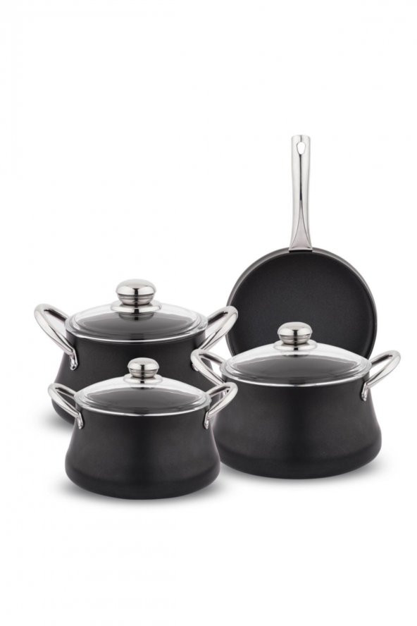 Schafer Ottawa Yanmaz Yapışmaz Granit Tencere Seti 7 Parça Siyah