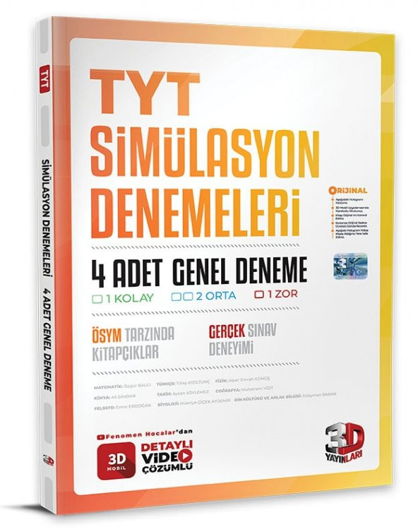 3D Yayınları Tyt 4 Simülasyon Deneme 2023
