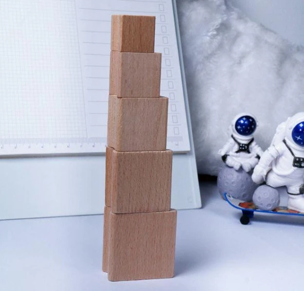 Ahşap Küp Mühür 40x40mm Oluklu Blok Kayın Ağacı - 3