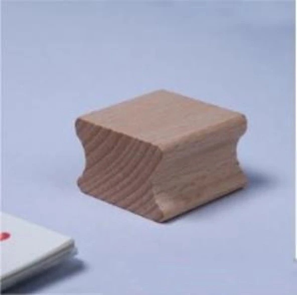 Ahşap Küp Mühür 40x40mm Oluklu Blok Kayın Ağacı - 4