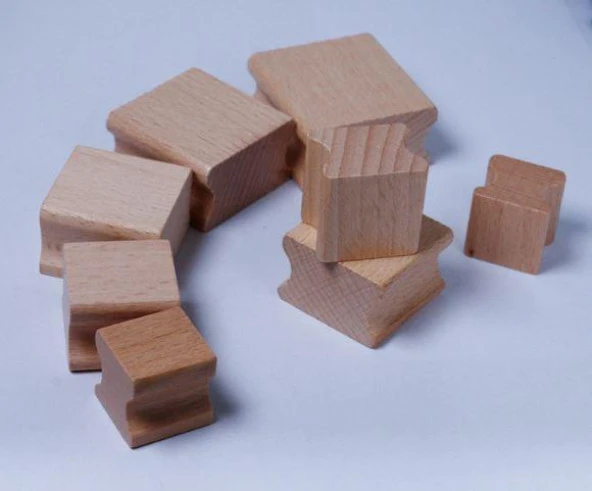 Ahşap Küp Mühür 40x40mm Oluklu Blok Kayın Ağacı - 9
