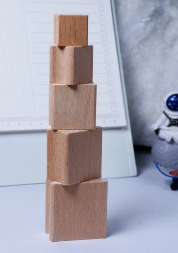 Ahşap Küp Mühür 40x40mm Oluklu Blok Kayın Ağacı - 11