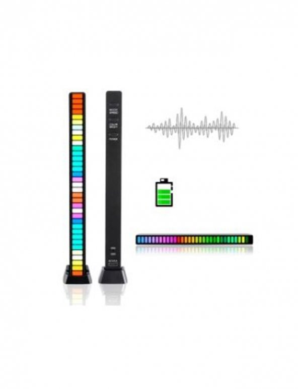 gaman Rgb Sese Duyarlı Müzik Ses Ritim Işığı Taşınabilir Ev-Araba-Masaüstü Ekolayzer Led Çubuk Lamba - 5