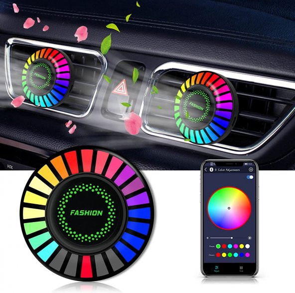 gaman 2li 24 Ledli 170 Renk Modlu Bluetooth Özellikli Araç Kokulu Aroma Difüzörlü Ekolayzer Ritim Işığı