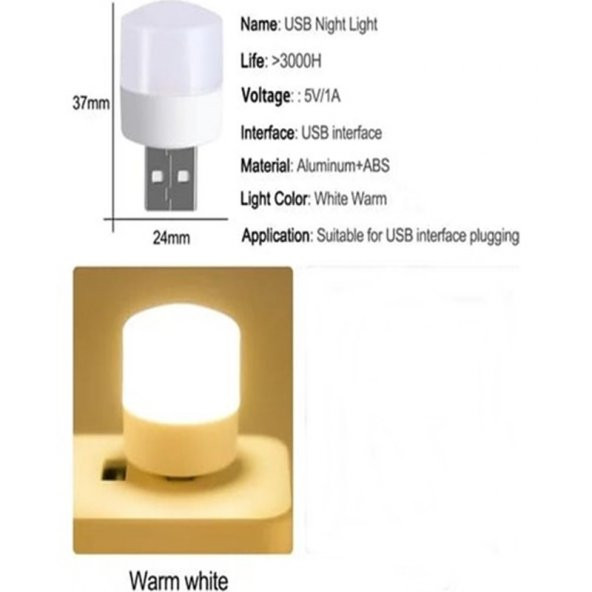 gaman Usb Led Küçük Beyaz Işık Lamba, Koridor, Tuvalet, Oturma, Çocuk Odası Için Rehber Gece Aydınlatma - Resim 5
