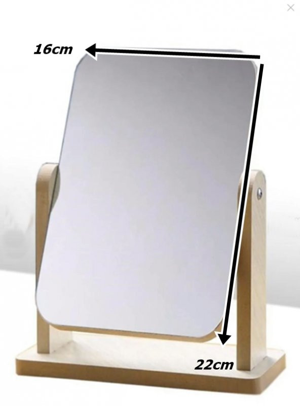 gaman Masaüstü Standlı Ayarlanabilir Makyaj Aynası Masaüstü Ahşap Ayna 22x16cm - 5