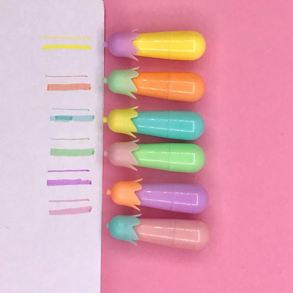 gaman Mini Fosforlu Patlıcan Şeklinde Kalem 4 paket( 24 ADET) Okul Öncesi Renkli Kalemler - 3