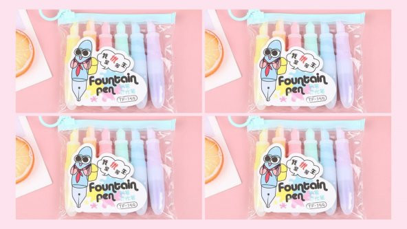 gaman Mini Dolmakalem Görünümlü Renkli Fosforlu Kalem 4 Paket(24 Adet) Okul Öncesi İçin