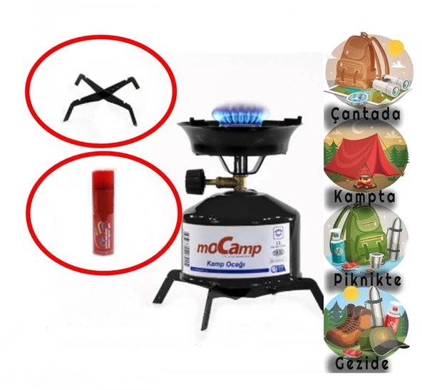 İksa Mocamp Taşınabilir Ocak Pratik Kamp Ocağı Seti Piknik Ocağı Ocak  1 Adet Çakmak Gazı + Metal Ayaklık - 2