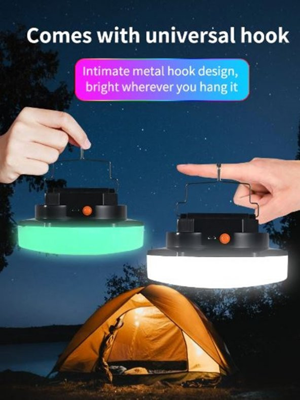 gaman Taşınabilir Güneş Enerjili Rgb Asılabilir Kamp Çadır Lambası- Bluetooth Speaker re