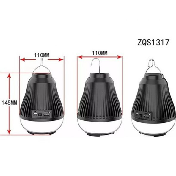 newnet ZQS1317 Powerbank Özellikli Şarjlı Taşınabilir Bluetooth Hoparlör Speaker Led Işıklı - Asılabilir - 2