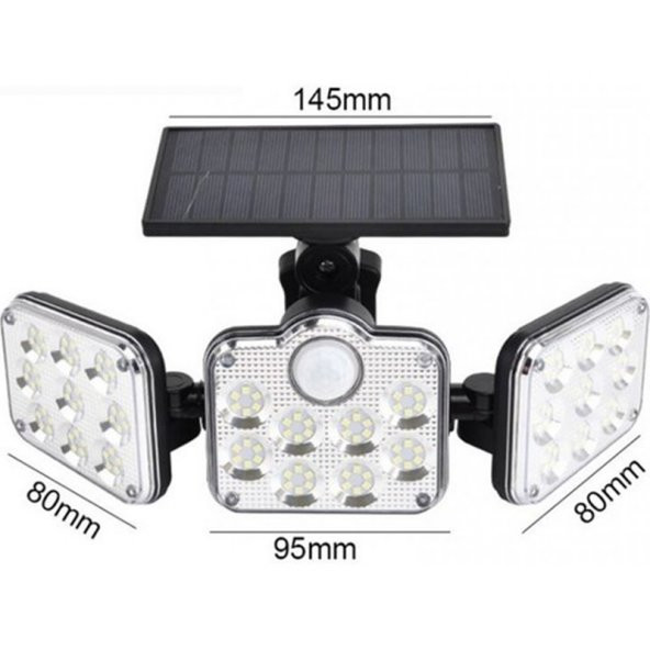 gaman Süper Parlak 138 Led Enerji Tasarruflu Kablosuz Solar Panel Güneş Enerjili 3 Mod Duvar Lambası - 2