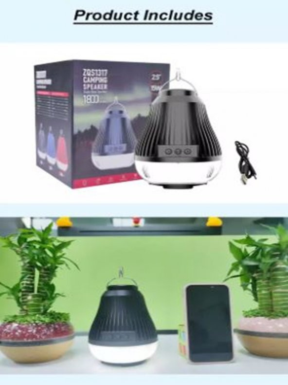 gaman Kablosuz Taşınabilir Bluetooth Hoparlörlü Şarjlı Led Aydınlatmalı Portatif Kamp Lambası - 5
