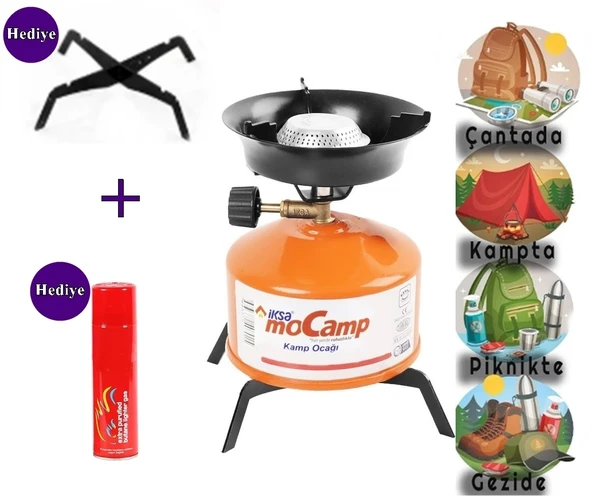 İksa Mocamp Taşınabilir Ocak Pratik Kamp Ocağı Seti Piknik Ocağı Ocak  1 Adet Çakmak Gazı + Metal Ayaklık - 3