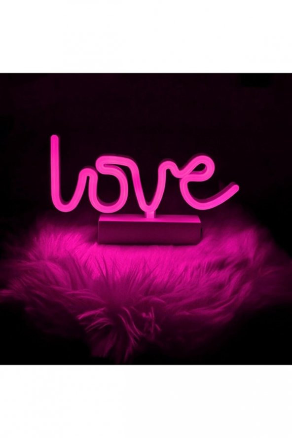 gaman Love (Aşk) Temalı Dekoratif Led Pembe Renk Aydınlatma Sevgiliye Romantik Hediye