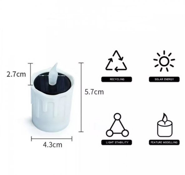 gaman 3 Adet Güneş Enerjili Solar Dekoratif Led 1w Alev Efekli Işık Mum Dış Mekan - 3