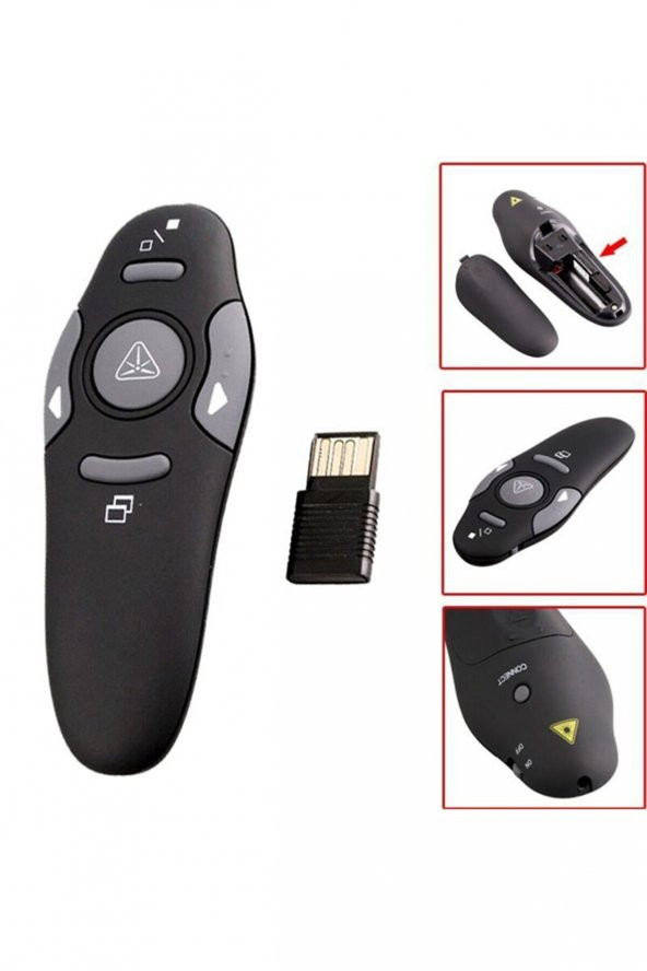gaman Kablosuz Akıllı Tahta Sunum Kumandası İşaretleme Lazer Pointer Uzun Menzil + Pil Hediye - 4
